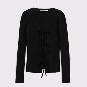 Abercrombie and Fitch Black Ribbed Top with Bow Details size Medium EUC